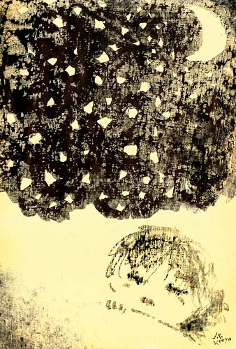 PEACECARD2009没イラスト『何かにおびえずに眠れる夜が来ますように』by J.F.Kooya